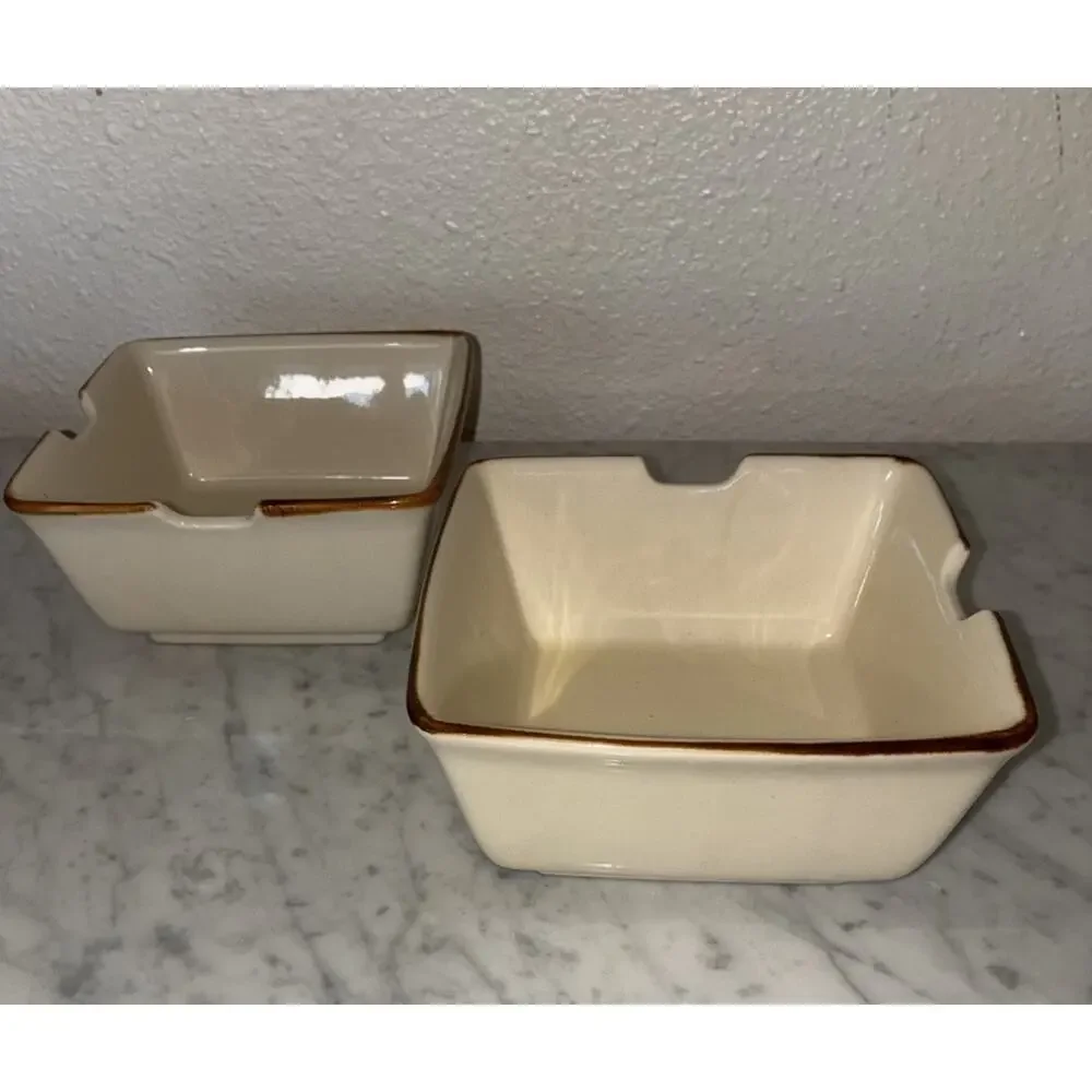 Pottery Barn Square Ramen Rice Noodle Bowl 6” Notch For Chopsticks Cream Putty